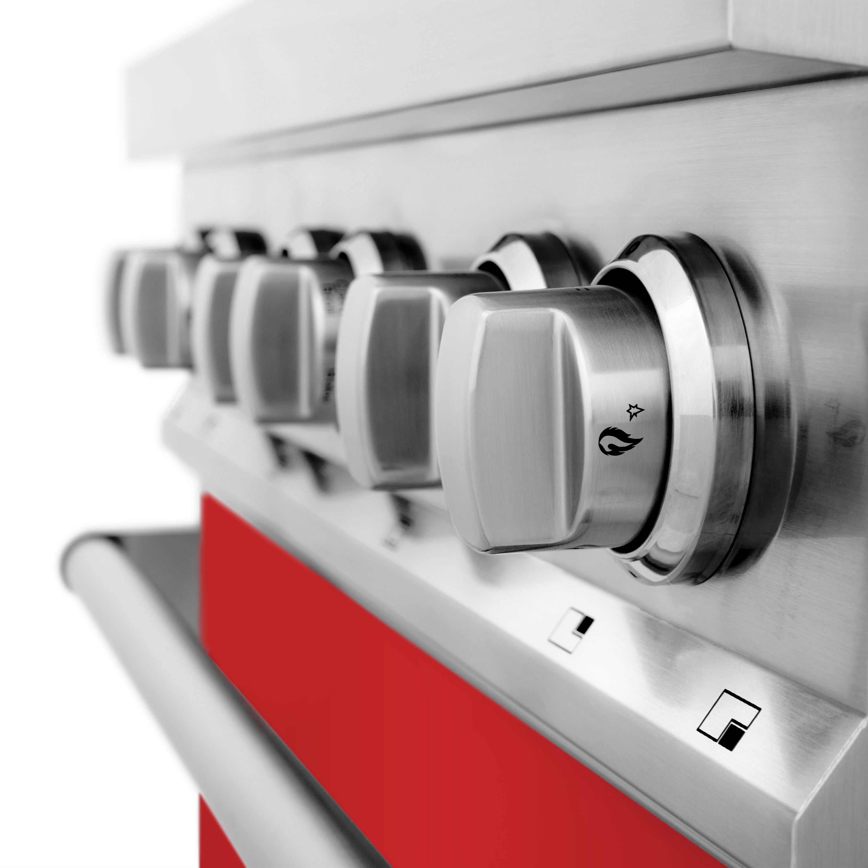 ZLINE 30 in. Dual Fuel Range with Gas Cooktop and Electric Oven in Stainless Steel with Red Matte Door (RA-RM-30)