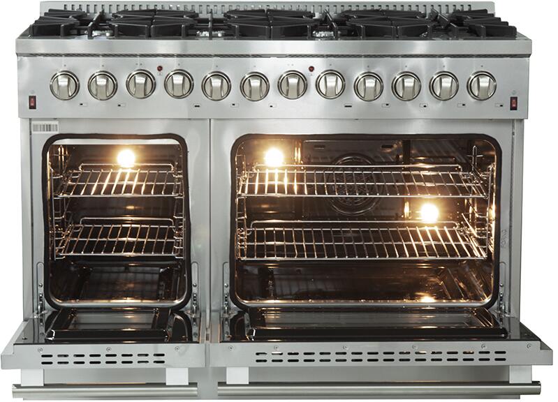 FORNO Appliance Package - 48" Gas Burner, Electric Oven Range, Range Hood, 36" Refrigerator, Dishwasher, AP-FFSGS6156-48-21
