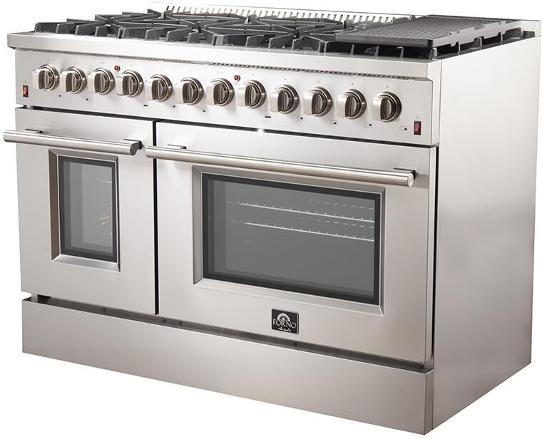 FORNO Appliance Package - 48" Gas Burner, Electric Oven Range, Range Hood, 60" Refrigerator, AP-FFSGS6156-48-15
