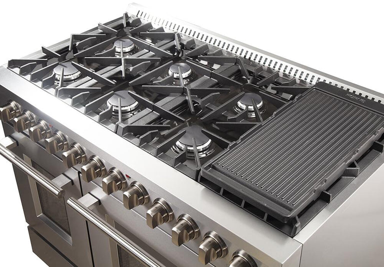 FORNO Appliance Package - 48" Dual Fuel Range, 48" Range Hood, Dishwasher, 48" Refrigerator, Microwave Drawer, Wine Cooler, AP-FFSGS6156-48-14