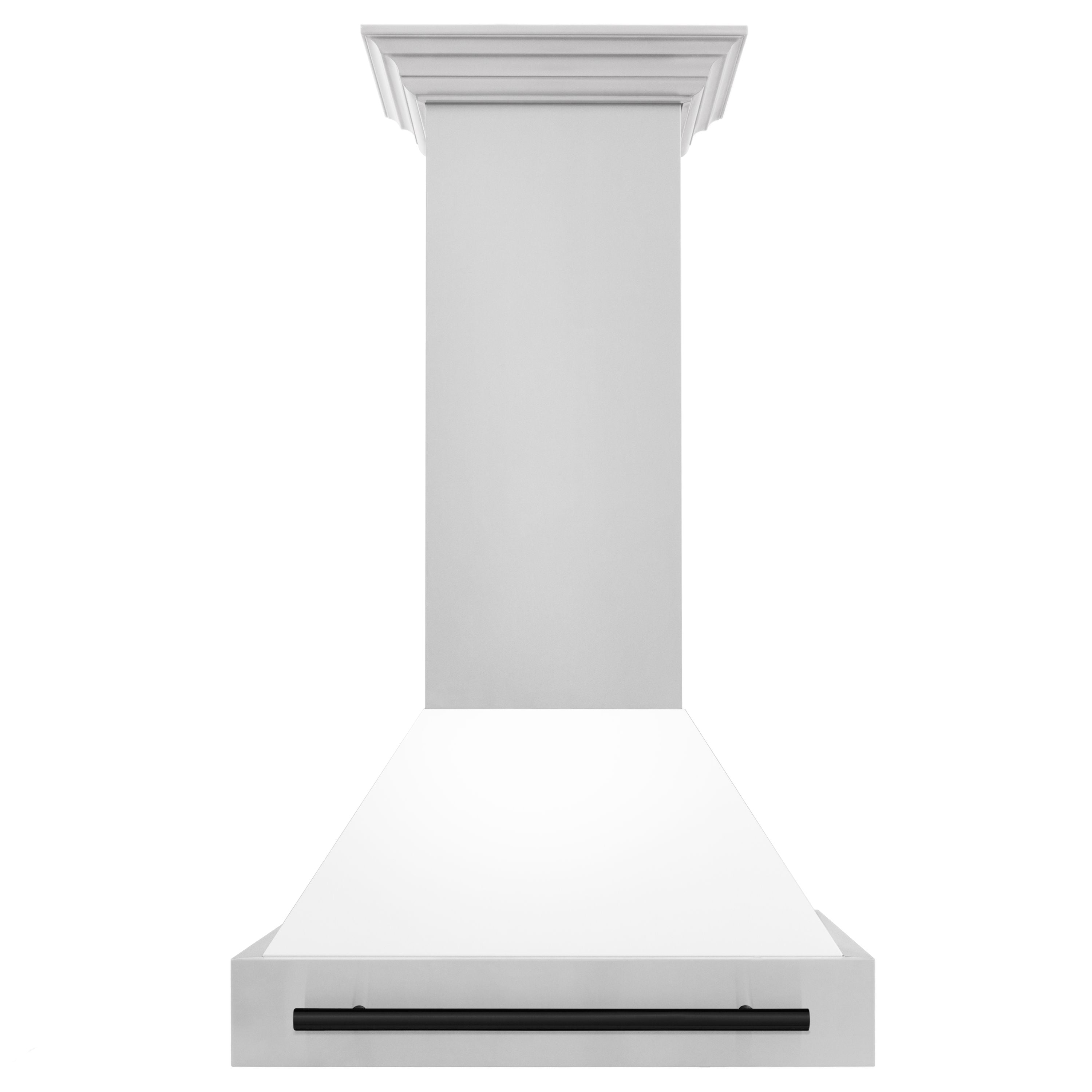 ZLINE 30 in. Wall Mount Range Hood Stainless Steel White Matte Shell Matte Black Handle (8654STZ-WM30-MB)