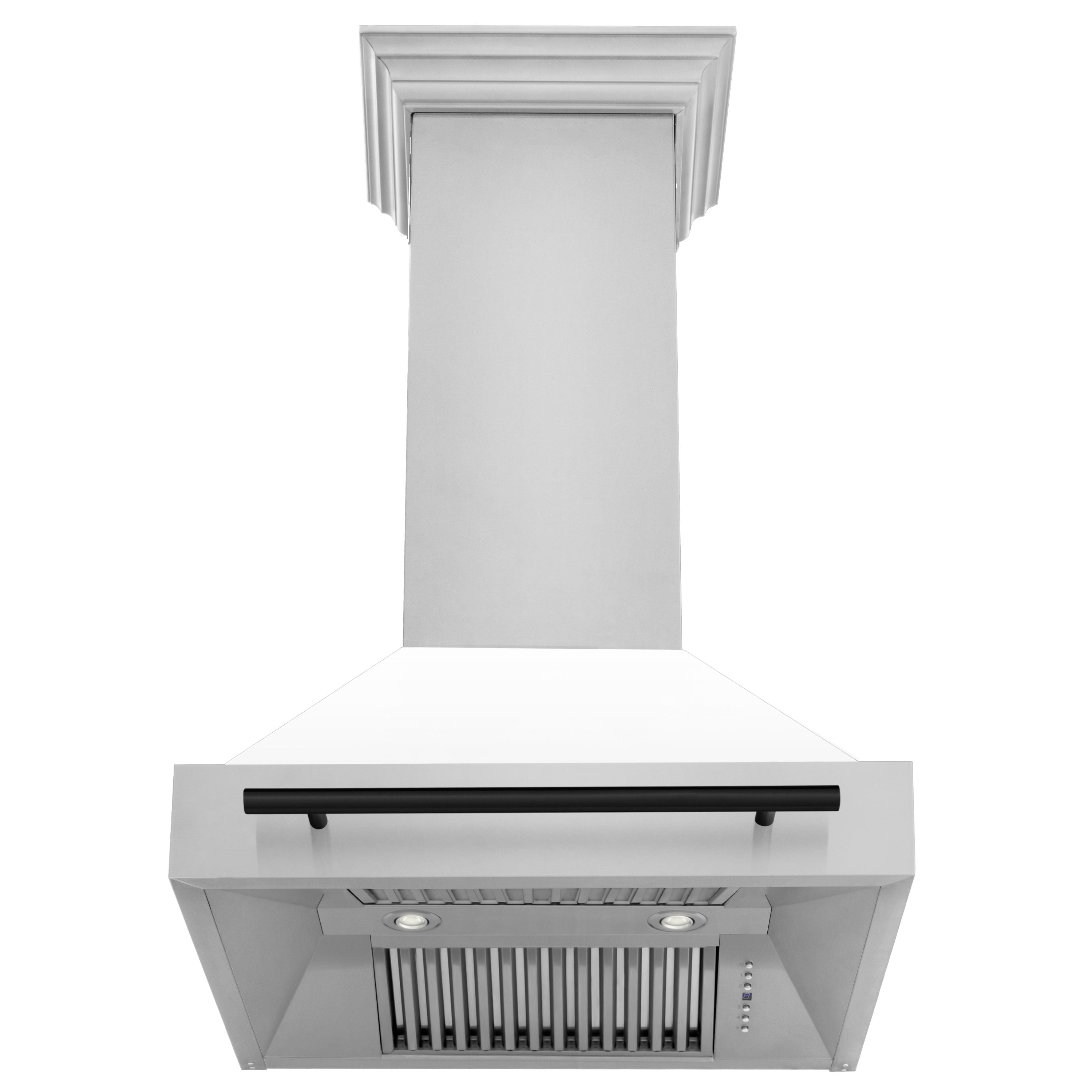 ZLINE 30 in. Wall Mount Range Hood Stainless Steel White Matte Shell Matte Black Handle (8654STZ-WM30-MB)