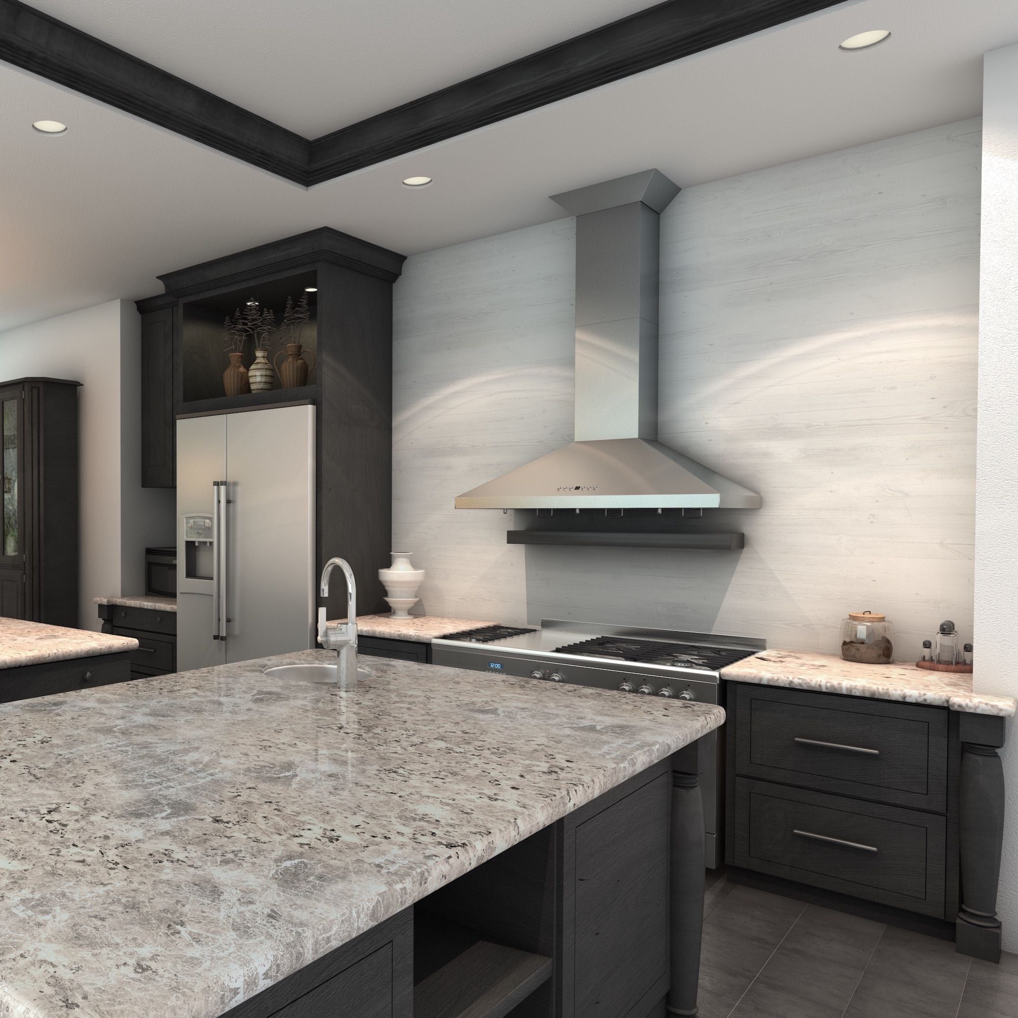 ZLINE 36 in. Wall Mount Range Hood Stainless Steel with Bluetooth Speakers CrownSound™ (KF2CRN-BT-36)