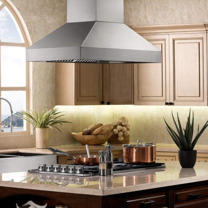 ZLINE 36 in Island Range Hood Stainless Steel 4-Speed 700 CFM (597i-36)