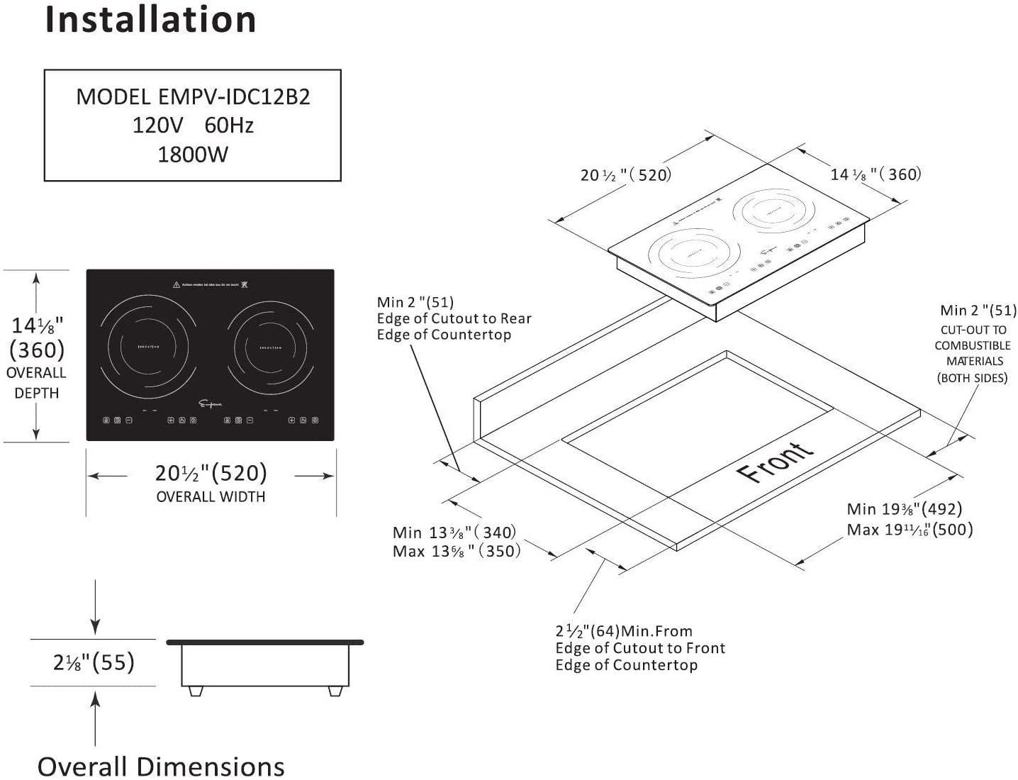 Empava 21-Inch 2 Burners Induction Cooktop in Black (EMPV-IDC12B2)