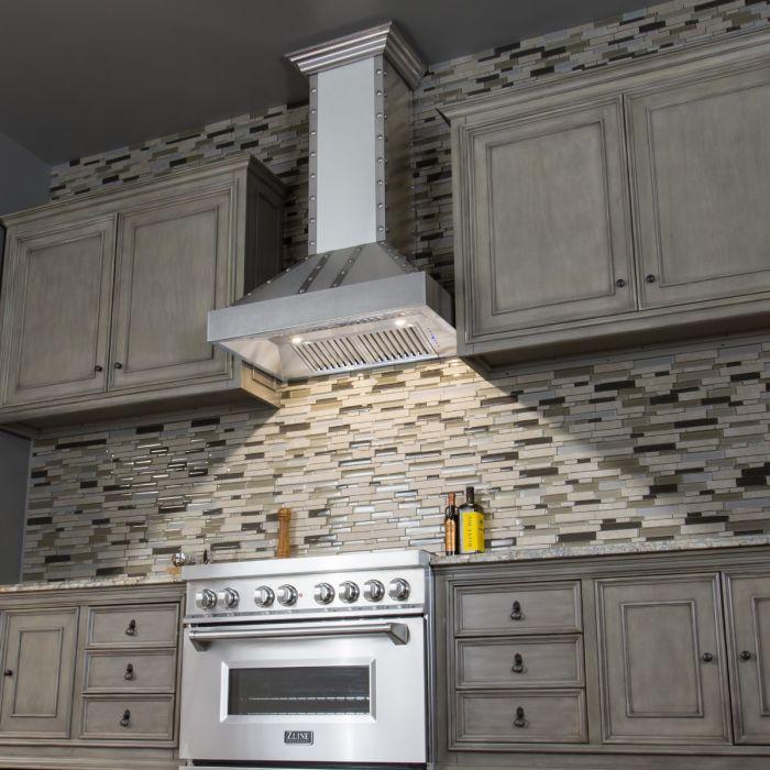 ZLINE 48" Wall Mount Range Hood – Ducted Designer Series, Satin Stainless Steel, 700 CFM (655-4SSSS-48)