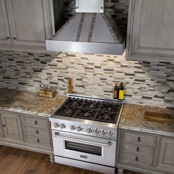 ZLINE 48" Wall Mount Range Hood – Ducted Designer Series, Satin Stainless Steel, 700 CFM (655-4SSSS-48)