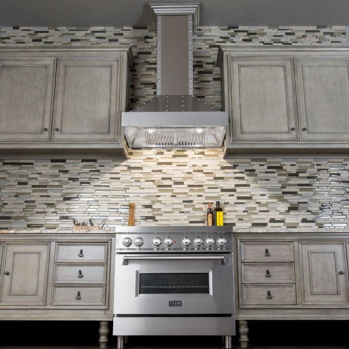 ZLINE 48" Wall Mount Range Hood – Ducted Designer Series, Satin Stainless Steel, 700 CFM (655-4SSSS-48)