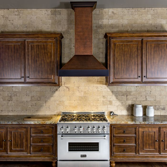 ZLINE 30 in. Wall Mount Range Hood 400 CFM Hand-Hammered Copper Finish (655-HBXXX-30)
