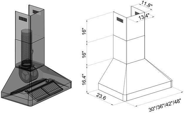 ZLINE 30 in. Wall Mount Range Hood 400 CFM Stainless Steel (9667-30)