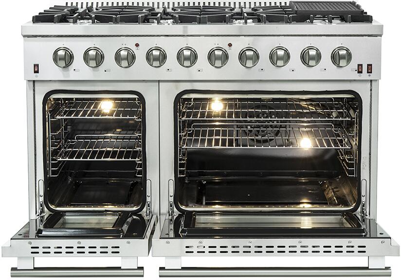 FORNO Appliance Package - 48" Gas Range, Range Hood, 60" Refrigerator, AP-FFSGS6244-48-24