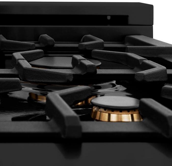 ZLINE 30" Dual Fuel Professional Range with Gas Burners & Electric Convection Oven, Black Stainless Steel with Brass Burners (RAB-BR-30)