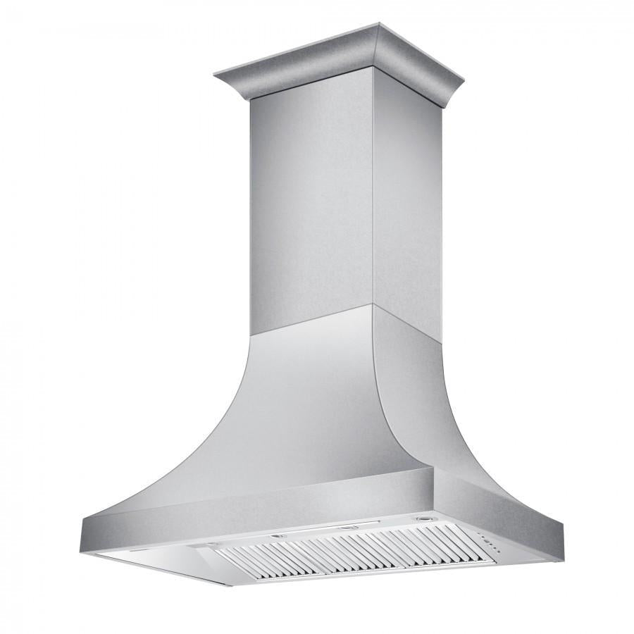 ZLINE 48 in Wall Mount Range Hood Satin Stainless Steel Ducted Designer Series 8632S (8632S-48)
