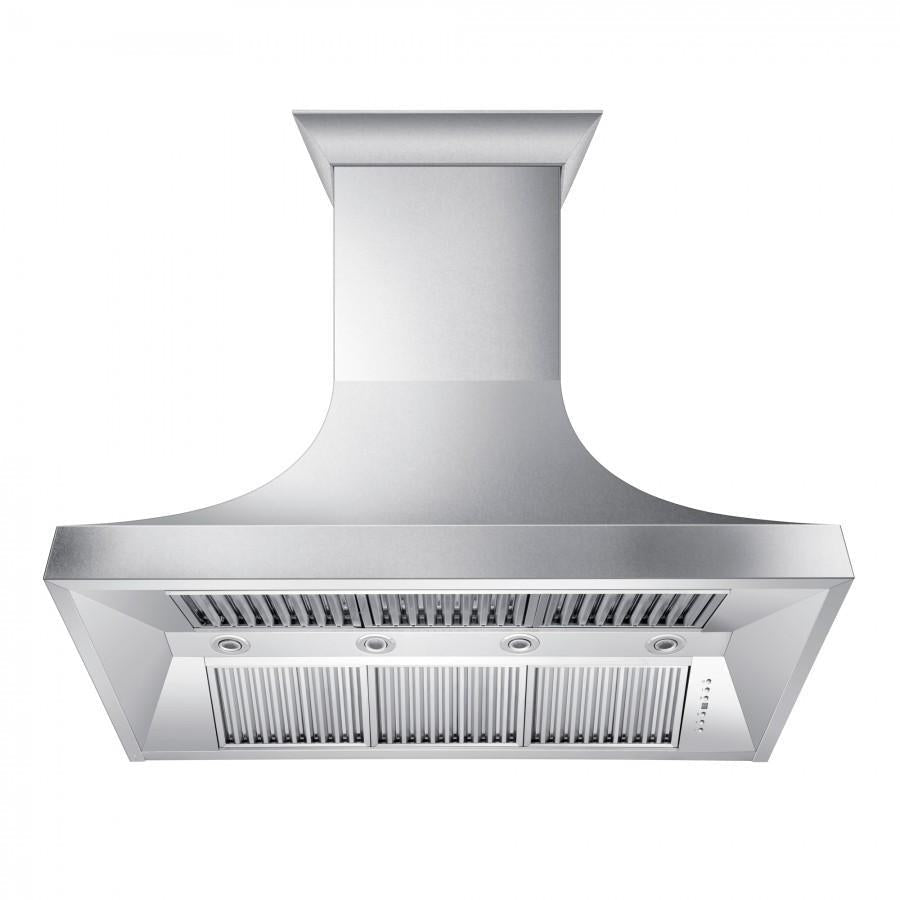 ZLINE 48 in Wall Mount Range Hood Satin Stainless Steel Ducted Designer Series 8632S (8632S-48)