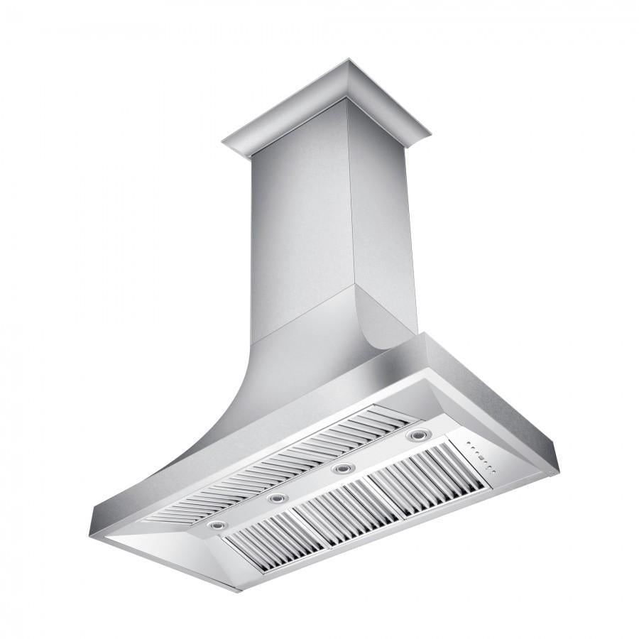 ZLINE 48 in Wall Mount Range Hood Satin Stainless Steel Ducted Designer Series 8632S (8632S-48)