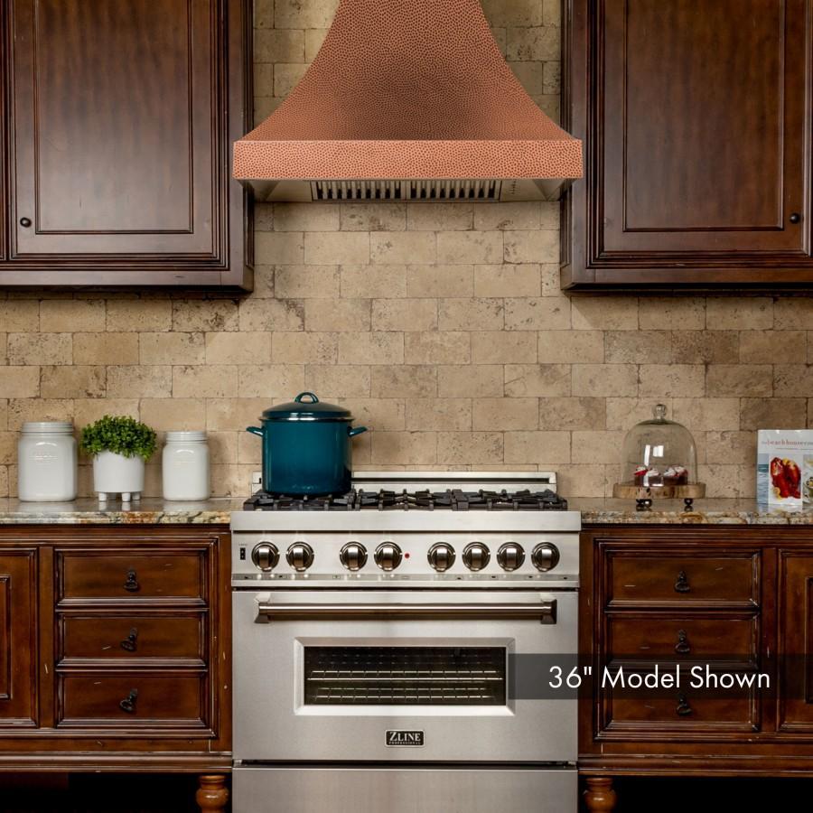 ZLINE 30 in. Wall Range Hood Designer Series Hand-Hammered Copper Finish 4-Speed Ventilation 500 CFM (8632H-30)