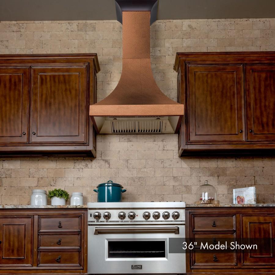 ZLINE 36 in. Wall Mount Range Hood Hand-Hammered Copper Finish Designer Series 8632H-36