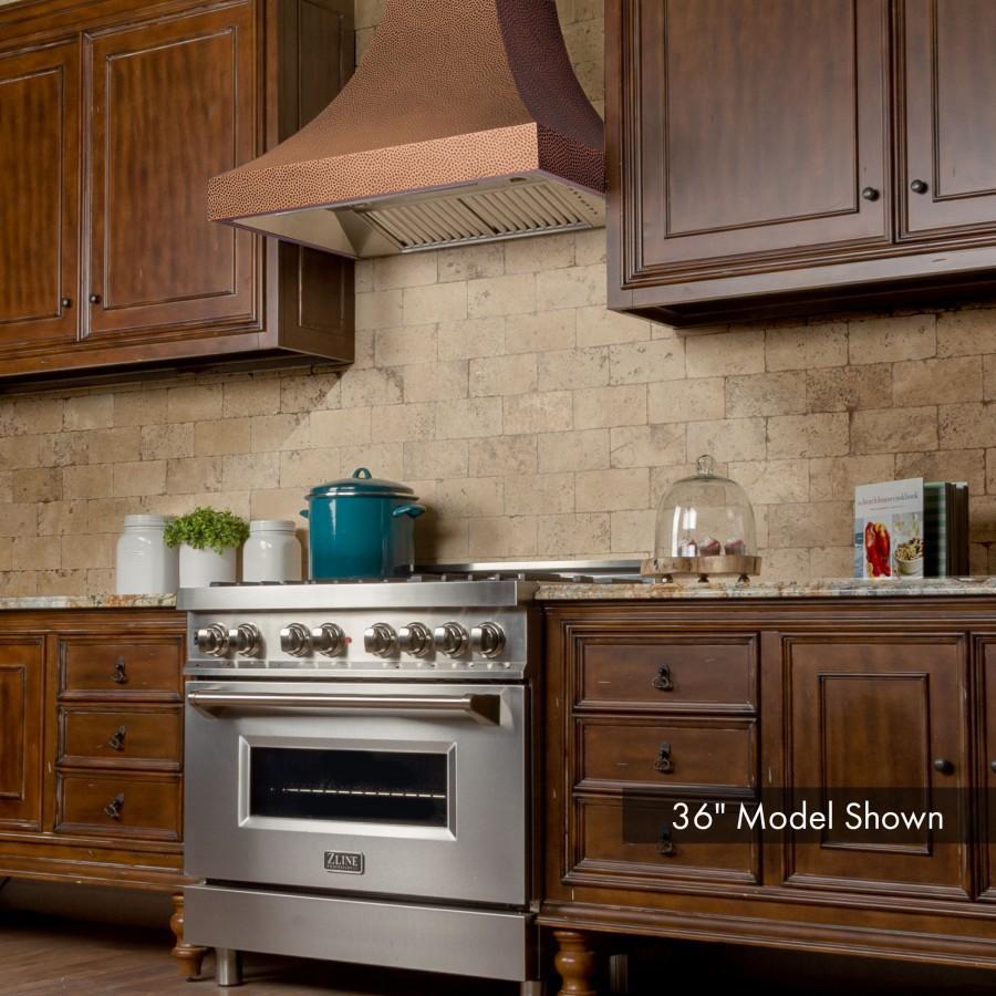 ZLINE 30 in. Wall Range Hood Designer Series Hand-Hammered Copper Finish 4-Speed Ventilation 500 CFM (8632H-30)