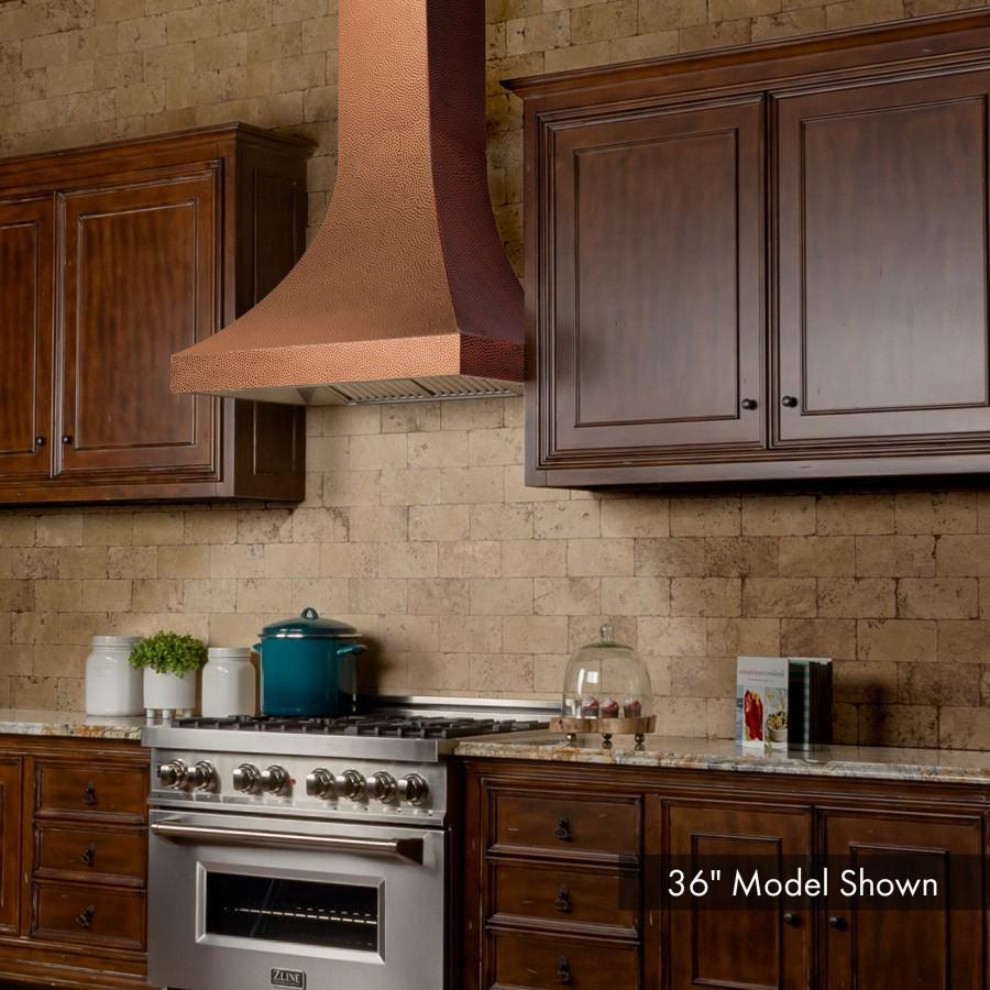 ZLINE 48" Wall Mount Range Hood Copper Finish 4-Speed Fan LED Lighting (8632H-48)