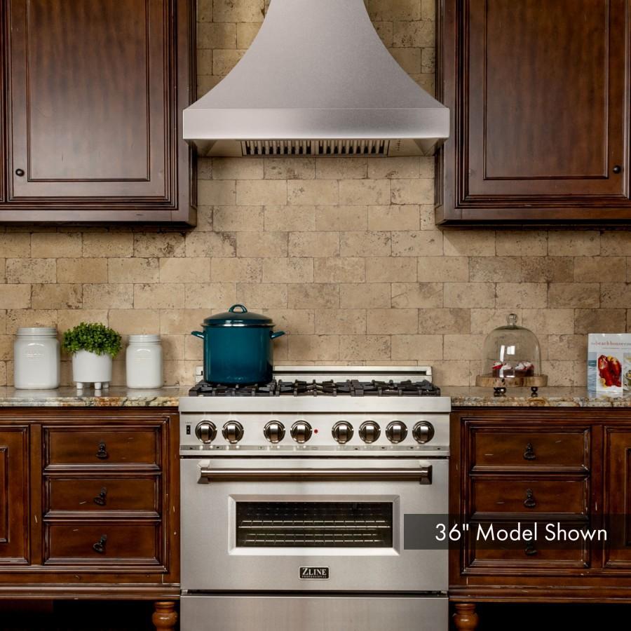 ZLINE 36 Inch Wall Mount Range Hood Satin Stainless Steel Designer Series Ducted (8632S-36)