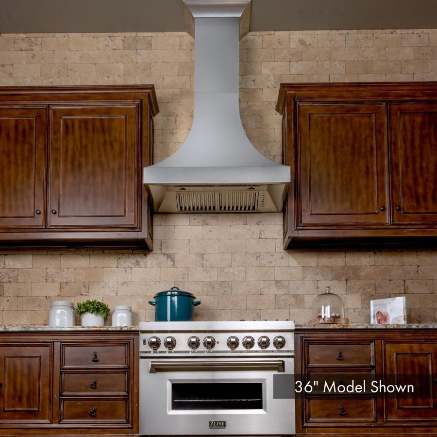 ZLINE 36 Inch Wall Mount Range Hood Satin Stainless Steel Designer Series Ducted (8632S-36)