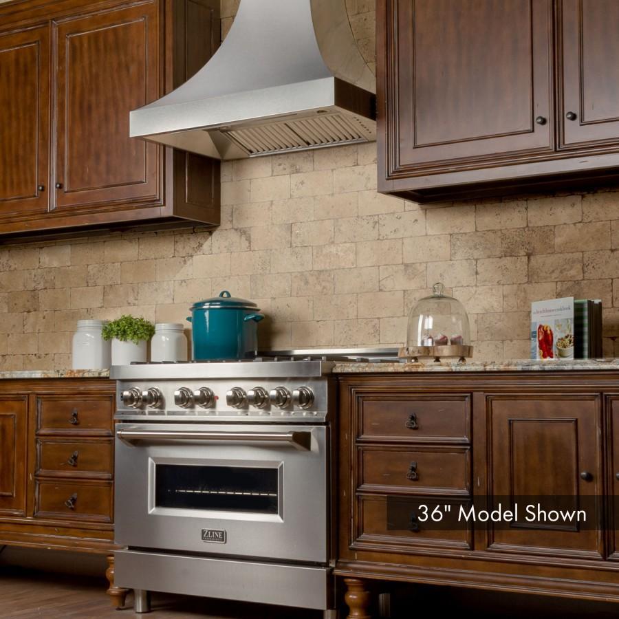 ZLINE 48 in Wall Mount Range Hood Satin Stainless Steel Ducted Designer Series 8632S (8632S-48)