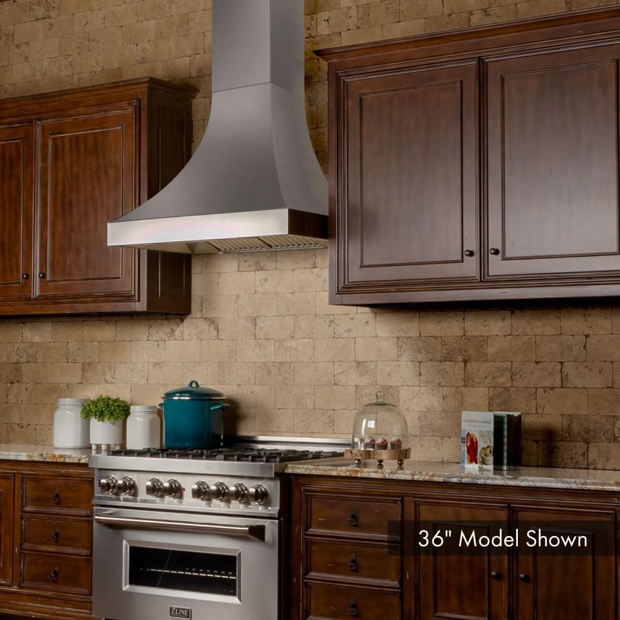 ZLINE 48 in Wall Mount Range Hood Satin Stainless Steel Ducted Designer Series 8632S (8632S-48)