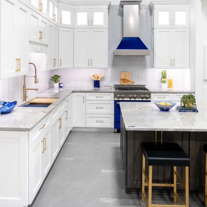 ZLINE 30 in Wall Mount Range Hood Ducted Satin Stainless Steel Blue Gloss Shell 8654BG-30