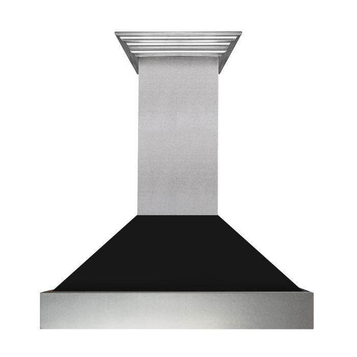 ZLINE 30 in. Wall Mount Range Hood Ducted Satin Stainless Steel Black Matte Shell 700 CFM (8654BLM-30)