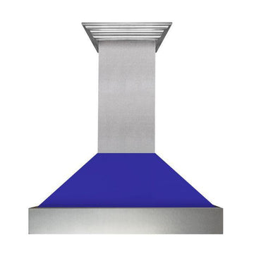 ZLINE 48 in. Wall Mount Range Hood – Satin Stainless Steel, Blue Matte Shell, Ducted, 8654BM-48