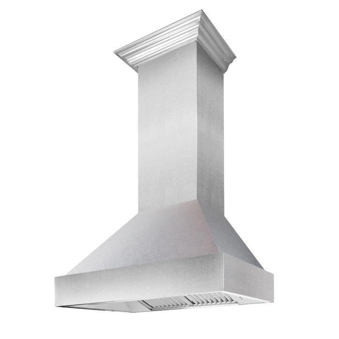 ZLINE 30 in. Wall Mount Range Hood Satin Stainless Steel Finish 4-Speed Fan (8654SN-30)