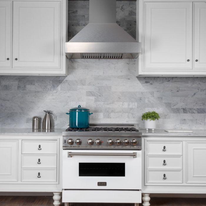 ZLINE 30 in. Wall Mount Range Hood Satin Stainless Steel Finish 4-Speed Fan (8654SN-30)