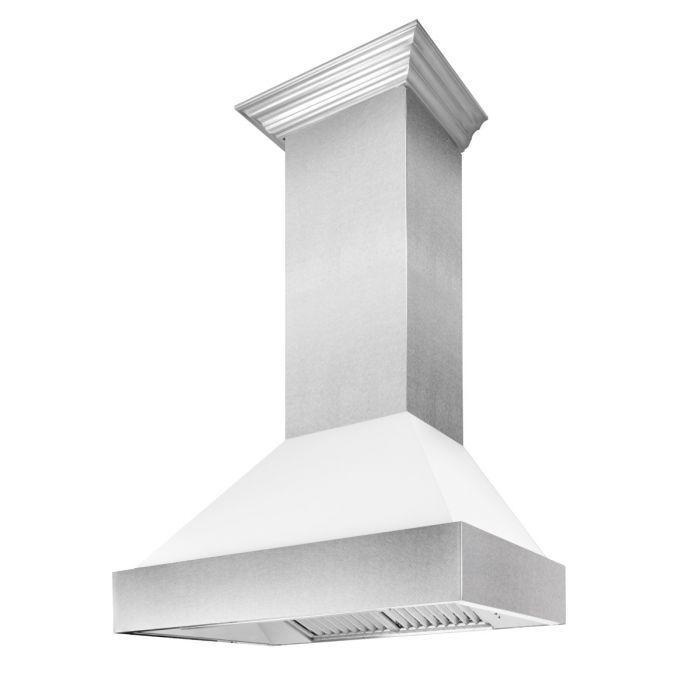 ZLINE Kitchen and Bath 30 in. Dual Fuel Range in Satin Stainless Steel with White Matte Door & 30 in. Range Hood Appliance Package, 2KP-RASWMRH30
