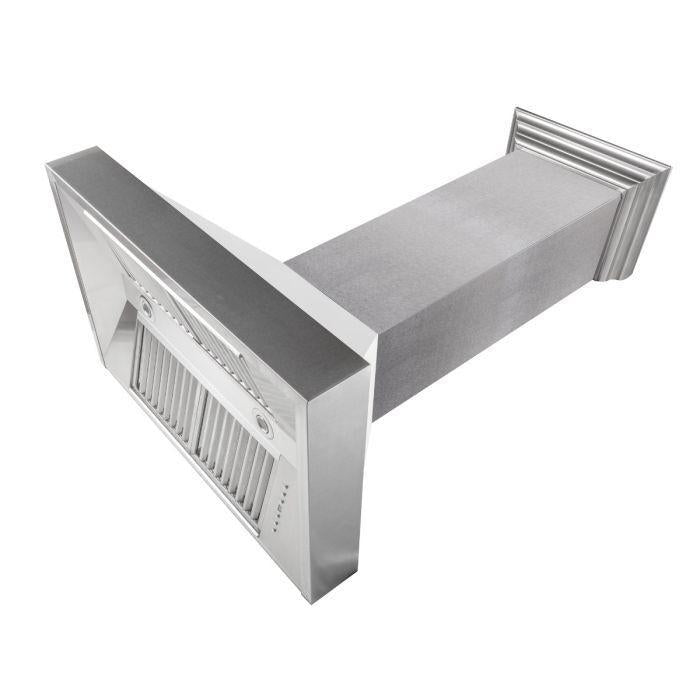 ZLINE 36 in. Wall Mount Range Hood Ducted Satin Stainless Steel White Matte Shell 8654WM-36