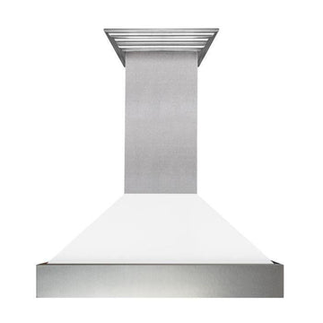 ZLINE 48 in. Wall Mount Range Hood Satin Stainless Steel White Matte Shell 400 CFM (8654WM-48)