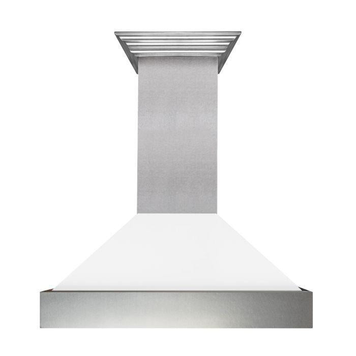 ZLINE 48 in. Wall Mount Range Hood Satin Stainless Steel White Matte Shell 400 CFM (8654WM-48)
