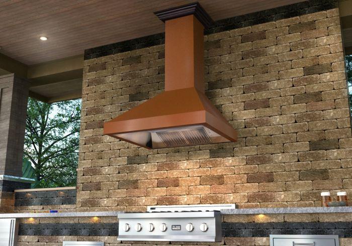 ZLINE 36 in. Wall Mount Range Hood with Crown Molding, Copper Finish (8667C-36)
