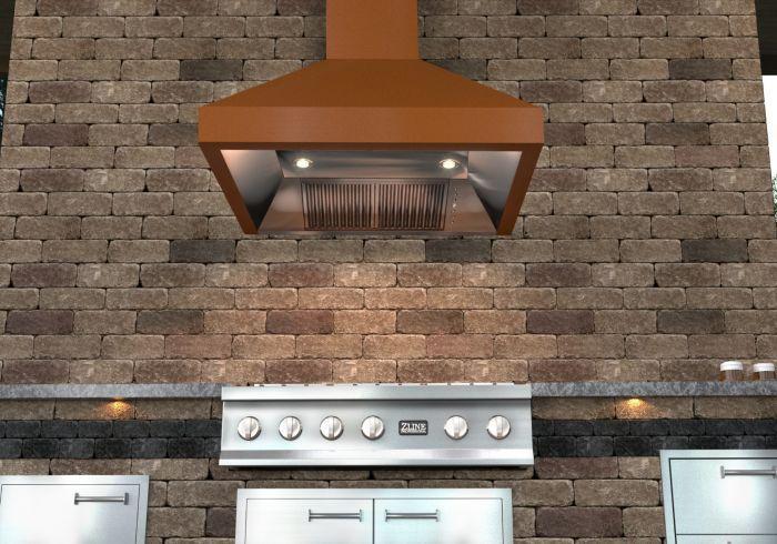 ZLINE 48 Inch Wall Mount Range Hood Copper Finish with Crown Molding (8667C-48)