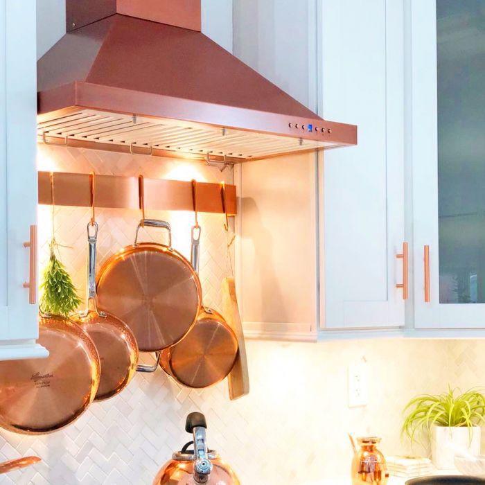ZLINE 36 Inch Wall Mount Range Hood Copper Finish 400 CFM 4-Speed Fan (8KBC-36)