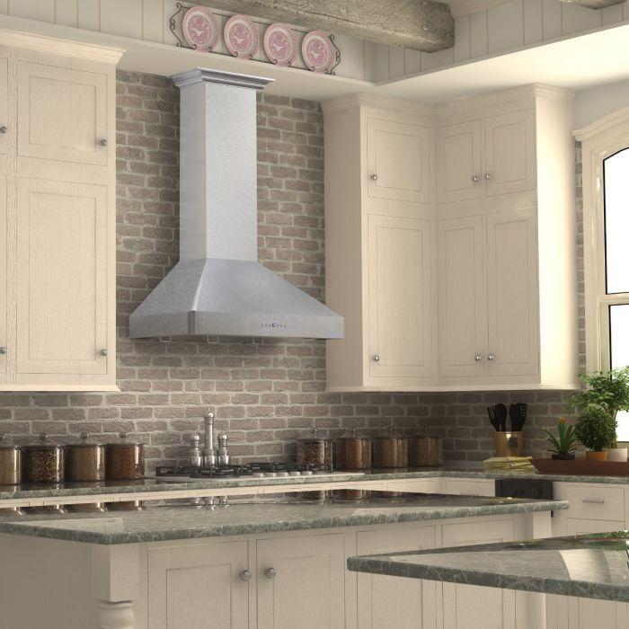 ZLINE 48 in. Wall Mount Range Hood – Ducted – Satin Stainless Steel – 4-Speed Fan – 400 CFM (8KF2S-48)