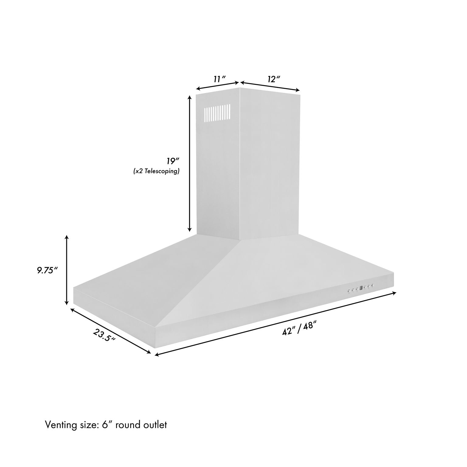 ZLINE 48 Inch Island Mount Range Hood Convertible Stainless Steel 400 CFM (KL3i-48)