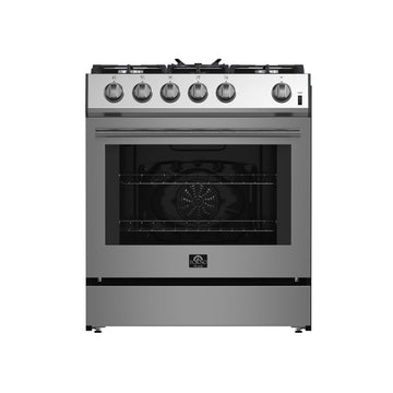 Forno Espresso Leonardo 30-Inch Freestanding Gas Range, 5.0 cu. ft. Oven, Stainless Steel (Model FFSGS1116-30)