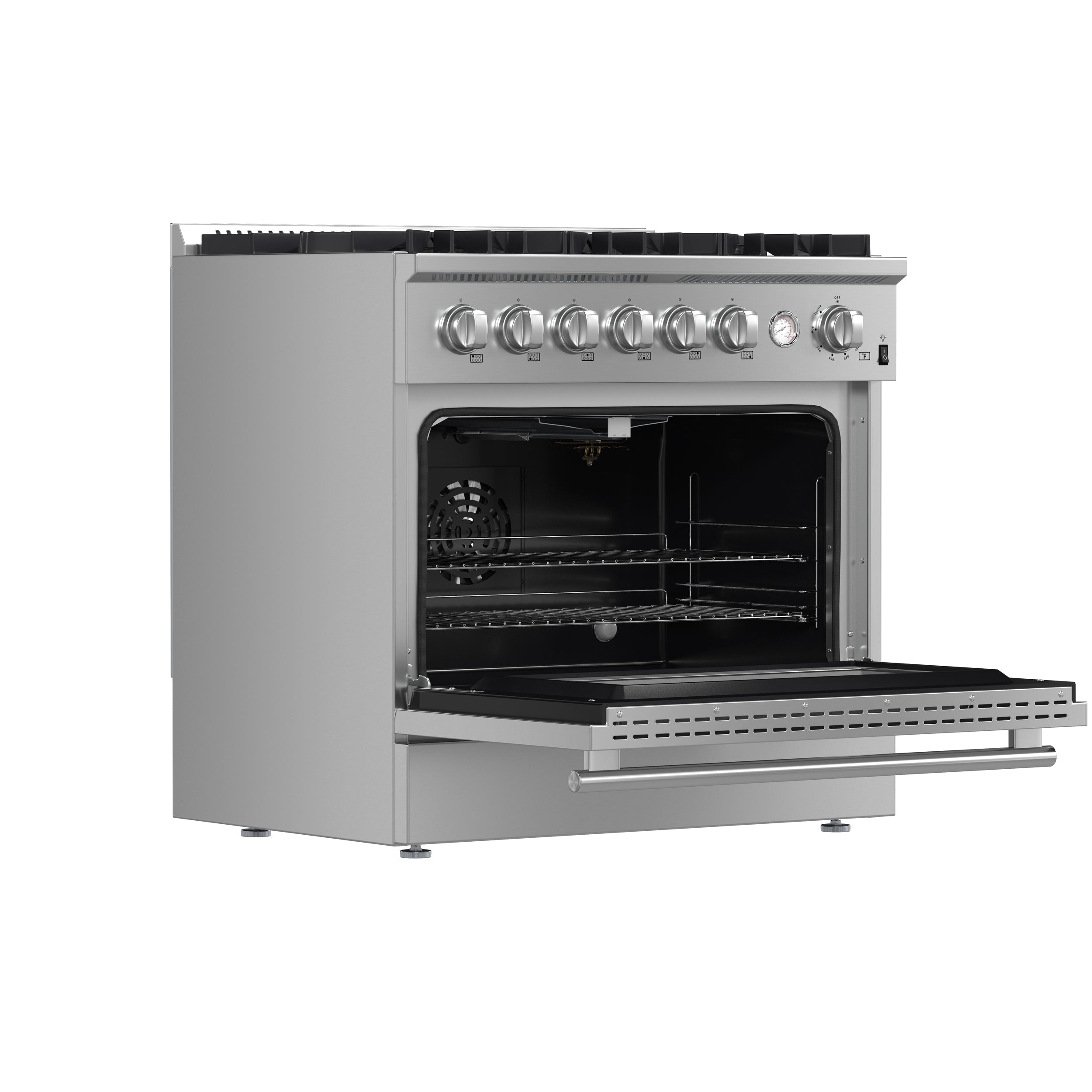 Forno Marco 36-Inch Freestanding Gas Range with 6 Sealed Burners, 5.36 cu. ft. Oven Capacity, Built-In Temperature Gauge, Stainless Steel (Model FFSGS6277-36)