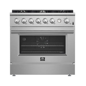 Forno Marco 36-Inch Freestanding Gas Range with 6 Sealed Burners, 5.36 cu. ft. Oven Capacity, Built-In Temperature Gauge, Stainless Steel (Model FFSGS6277-36)