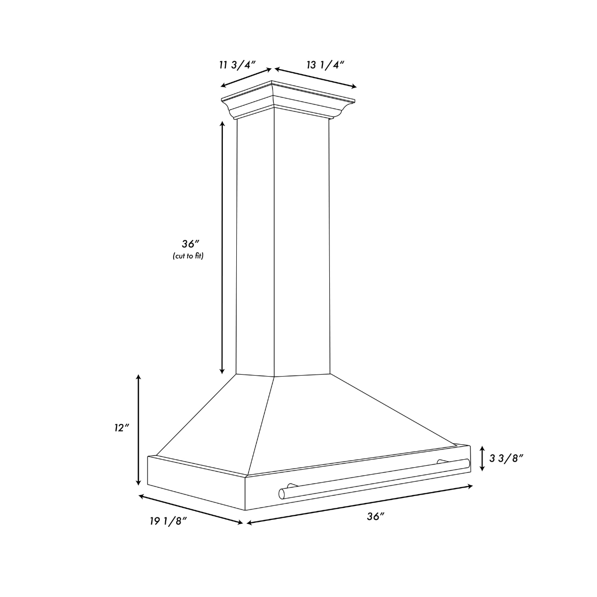 ZLINE 36 in. Wall Mount Range Hood 400 CFM Convertible Black Stainless Steel (BSKB4X-36)