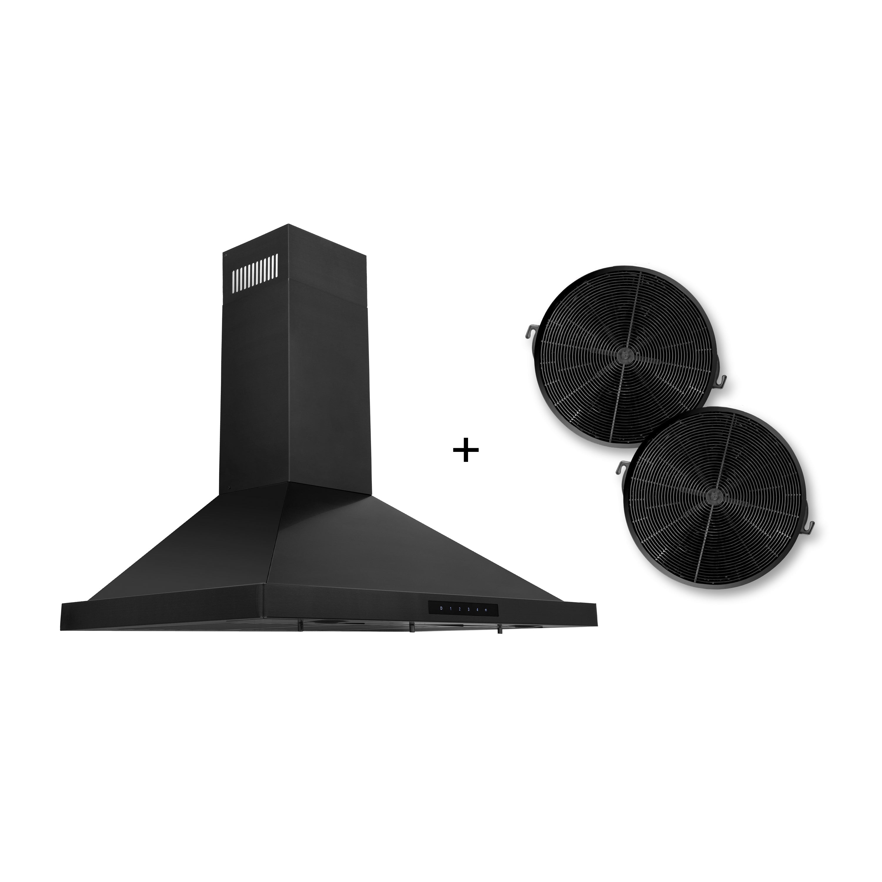 ZLINE 30 in. Wall Mount Range Hood Convertible Black Stainless Steel Charcoal Filters 400 CFM (BSKBN-CF-30)