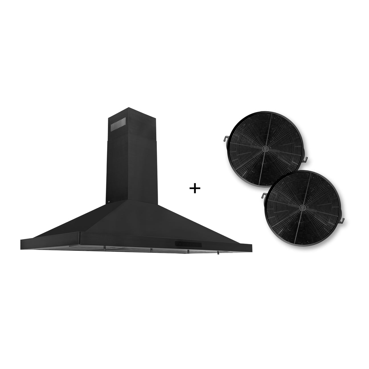 ZLINE 48 in. Wall Mount Range Hood Convertible Black Stainless Steel 400 CFM with Charcoal Filters (BSKBN-CF-48)