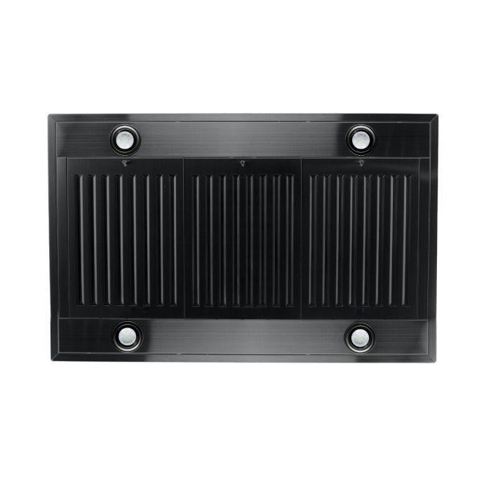 ZLINE 36 in. Island Mount Range Hood, Black Stainless Steel, 400 CFM Convertible Vent, LED Lighting (BSKE2iN-36)