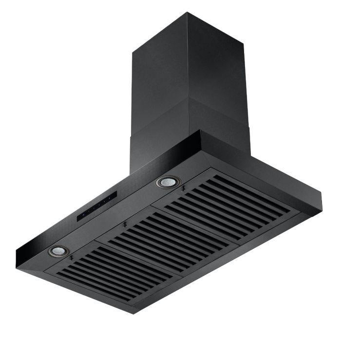 ZLINE 36 Inch Wall Mount Range Hood Convertible Vent Black Stainless Steel 400 CFM (BSKEN-36)