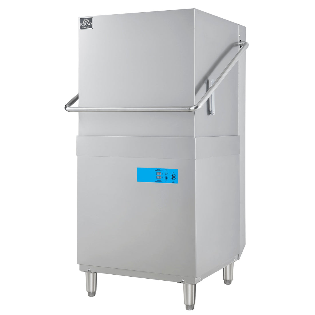 FORNO Commercial 28 Inch Hood-Type Dishwasher, 26 L Tank, 3 Wash Cycles, High-Temperature Sanitizing, Stainless Steel, FCMDW0031